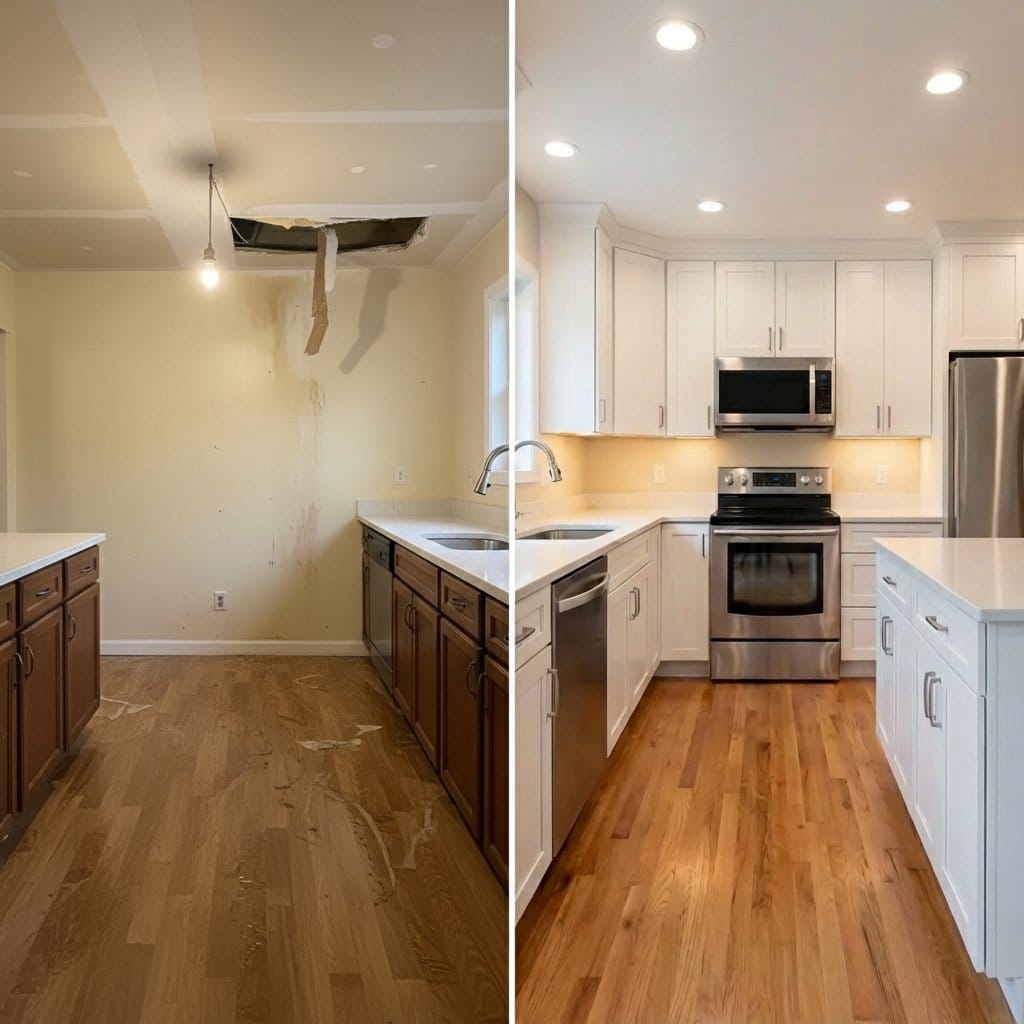 Water Damage Restoration restoration — home kitchen of colonial residence in Paramus, NJ