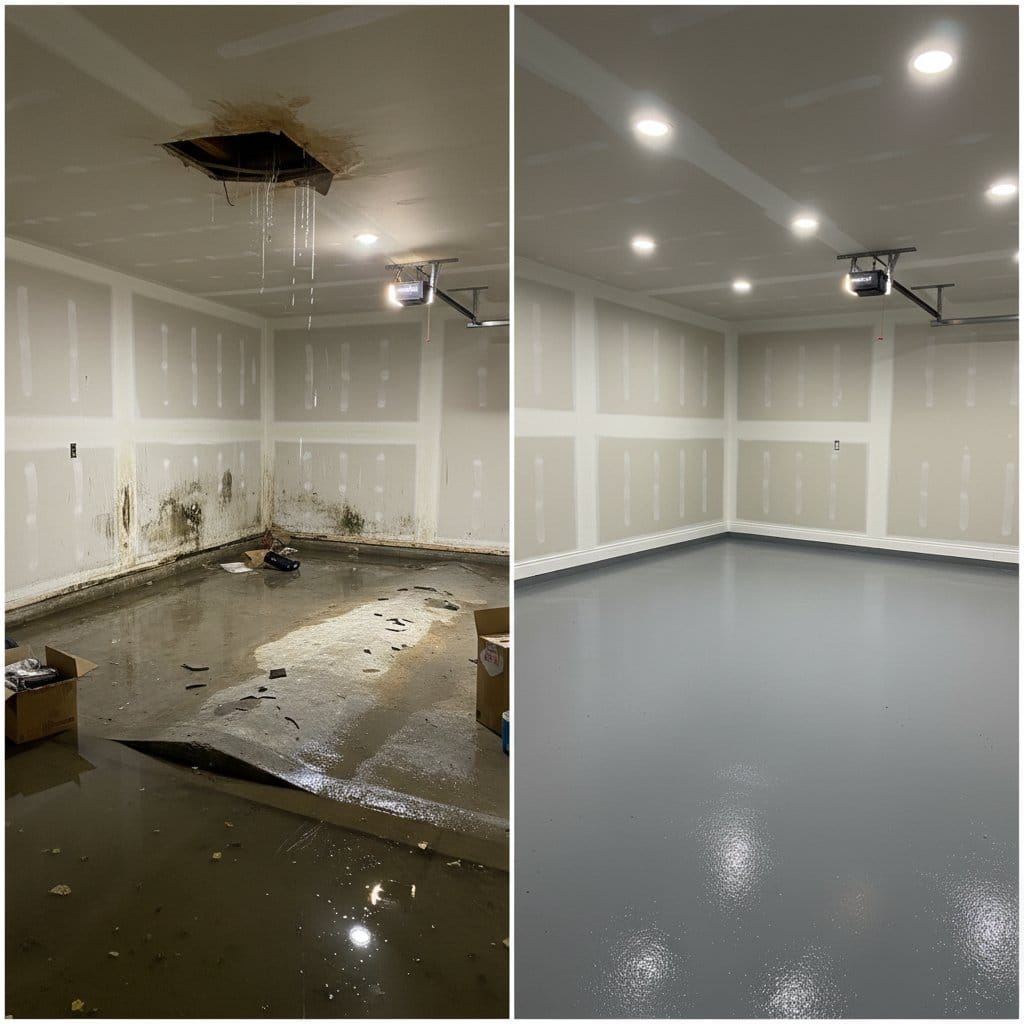 Paramus Water Damage Restoration garage restoration before and after in Paramus